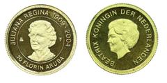 Gold coin Aruba - 10 Florin nd (2005) AU. 10 Florin nd (2005). Juliana Regina 1909-2004. KM 33. PROOF PROOF
