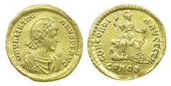 Gold coin Valentinian II - Solidus nd AU. Solidus nd (Constantinople, AD 388-392). CONCORDI A AVGGGGH. 4,28 g. SM 20167. Q/BELA Almost EF