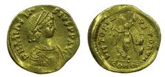 Gold Coin Anastasius I - Tremissis nd AU. Tremissis nd (491-518 AD). VICTORIA AVGVSTORVM CONOB. C/ furo tapado. 1,45 g. SBC 8. MBC VF