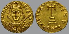 The TV collection of Byzantine gold coins Tiberius III (698-705), Solidus, Constantinople, 4,48 g Au, 18 mm, D TIBERIVS PE AV, cuirassed bust facing, with short beard, wearing crown and holding spear 