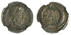 Ancient Coins - Greek Coinage Roman Imperial. Julian II (AD 360-363). AR Siliqua. Decennalia issue Arelate (Arles). 2.07 gms. Pearl-diademed, draped, and cuirassed bust right, rev. VOT / X / MVLT / XX