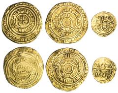 Fatimid. Al-Mustansir Abu Tamim Ma`add (AH 427-487/1036-1094). Pair of Gold issues: Dinar, Misr, AH 449. 3.89 gms. Three concentric circles. Nicol 2132, A-719A. Slightly wavy, irregular edge. Toned Ab