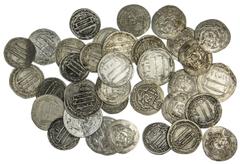 Abbasid Caliphate. Silver lot. Includes Dirham of Harun al-Rashid (22). Various dates, mints of Madinat al-Salaam, al-Muhammadiyya, Balkh and Ma`dan al-Shash; al-Ma'mun. Samarqand, AH 196, 198; Madina