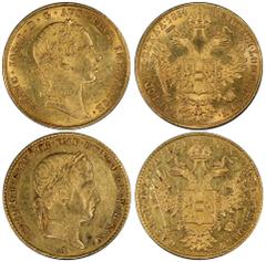 Austria, Franz Josef I (1848-1916) and Ferdinand I (1835-1848) (2). . Pair of Gold Ducats : Franz Joseph I, Gold Ducat, 1844, mint Vienna, gold, weight 3,49 g. , ref. Fr¸hwald 149/1169, Fr. 490. PCGS 