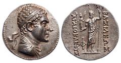 Indo-Greek Coinage Indo-Greek Kingdom of Baktria. Agathokles (185-175 BC). AR Tetradrachm. 17.06 gms. Diademed and draped bust right, rev. BAΣIΛEΩΣ AΓAΘOKΛEOYΣ, Zeus standing facing, holding Hekate wh