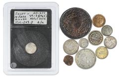 World Minors Dozen. Includes Egypt silver 10 Para AH 1277/3. EF; Greece, Thasos. Vourgaro. Type I c/m on a worn, porous Ottoman 40 Para, AH 1255; Latin America dn other silver minors (6), AEs -- Cambo