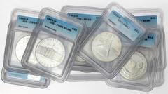 US Coin Lots, Proof and Mint Sets, Modern Commemoratives, and Eagles Modern Commemorative Silver $1 Selection 1991 to 1992. All ICG Certified. 1991 Mount Rushmore MS69 & Prf68 DCAM; 1991 Korea MS69 & 