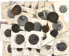 Ancient Coins Large lot of Byzantine AEs. 6th-10th Century, Pentanummium to Follis. Various. A few with verdigris. Good to VF. (91). ()