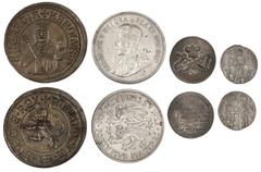 Miscellaneous Large Lots World Oddments. Includes: Cyprus, 45 Piastres, 1928. Some hairlines obverse field, AU; Venetian Grosso of Ranieri Zeno, 1252-1268, near EF; British 1809 Grand National Jubilee