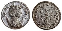 Ancient Coins Roman Imperial. Severina (270-275). Silvered Antoninianus. Rome, 6th officina, 11th emission of Aurelian, early September 275. 4.7 gms. Draped bust right wearing stephane, set on crescen