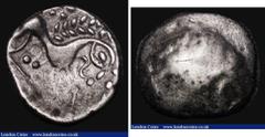 Ancient Coins Celtic Silver Unit Iceni (Early to Mid 1st Century AD) Reverse : horse right with two pellets below, obverse worn, Reverse Good Fine