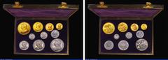 English Coins Proof Set 1893 Long Set (10 coins) Gold Five Pounds to Silver Threepence, comprising Gold Five Pounds 1893 Proof FDC or near so, the fields with very minor hairlines only, retaining beau