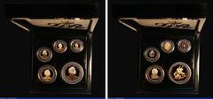 World Cased St. Helena - The East India Company King George III The Sovereign Gold Proof Five Coin Set 2020 comprising Five Sovereign George and the Dragon reverse, Double Sovereign the reverse based 