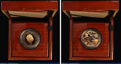 English Cased Fifty Pence 2021 Decimal Day 50th Anniversary Gold Proof, Struck on the Day, 15th February 2021, the reverse a clever assemblage combining parts of the designs of the pre-decimal coinage