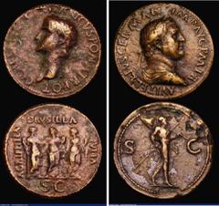 Ancient Coins Paduan Medals (2) - Vitellius Ae 'Sestertius' after Giovanni Cavino (c.1500-1570) Obverse: Bare head right A VITELLIVS GERMAN IMP AVG PM TR, Reverse: Mars walking right holding spear and