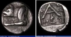 Ancient Coins Ancient Greece, Argos, Argolis, Ar Hemidrachm (343-146 BC) Obverse: Forepart of wolf left, Reverse: Large A, Eagle standing below, I-E-Ρ-Ω-NO-Σ, SNG Copenhagen 42, 2.21 grammes, Bold fin
