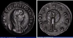 Ancient Coins Diva Mariniana, died before 253 AD. Ar antoninianus. Rome. Rev; CONSECRATIO; Peacock, with tail spread, standing facing, head left. Cohen 3. MIR 216b. RIC 3. Nice tone and good silver. 2