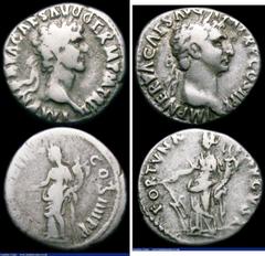 Ancient Coins Roman Ar Denarius (2) Nerva, Obverse: Laureate head right IMP NERVA CAES AVG AVG P M TR P COS II P P, Reverse: Fortuna seated left with rudder and cornucopia, 3.31 grammes, RIC 4, RSC 59