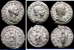 Ancient Coins Roman Ar Denarius (3) Julia Soaemias (220-222AD) Obverse: Draped bust, right, IVLIA SOAEMIAS AVG, Reverse: Venus standing half-left, holding apple and sceptre, star in left field, VENVS 