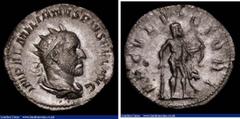 Ancient Coins Roman Antoninianus Aemilian (253AD) Obverse: Bust right, radiate and draped IMP AEMILIANUS PIVS FEL AVG, Reverse Hercules standing right, resting on club and holding bow, lion's skin on 