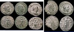 Ancient Coins Roman Ar Antoninianii (3) Saloninus (257-258AD) Rome. Obverse: Bust right, radiate and draped, LIC COR SAL VALERIANVS N CAES, Reverse Saloninus standing with spear and globe, captive at 