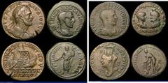 Ancient Coins Roman Provincial (4) Ae26 Philip II and Serapis, Marcianopolis, Moesia Inferior, (247-249AD) Magistrate: Prastina Messallinus. Busts facing M IOYΛIAC фIΛIППOC KAI CAP AYГ, Reverse: Naked