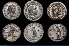 Ancient Coins Ancient Rome. Denarius (3) Gordian III Obverse: Laureate Bust right IMP GORDIANVS PIVS FEL AVG, Reverse: Siol standing right, head left, with upraised hand and holding a globe. AETERNITT
