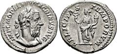 RÖMISCHE KAISERZEIT Macrinus (217-218). Denarius (3,45 g), Roma, 2. Emission, September 217-Februar 218 n. Chr. Büste mit Lorbeerkranz und Kürass / Felicitas mit Caduceus und Cornucopiae. RIC IV 60, R