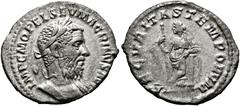RÖMISCHE KAISERZEIT Macrinus (217-218). Denarius (3,07 g), Roma, 2. Emission, September 217-Februar 218 n. Chr. Büste mit Lorbeerkranz und Kürass / Securitas mit Szepter an Halbsäule gelehnt. RIC IV 9