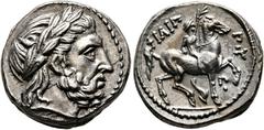 GRIECHISCHE MÜNZEN MACEDONIA. Könige von Makedonien. Philippos II. (359-336) (D) Tetradrachme (14,42 g), Amphipolis, posthum, ca. 323/322-316/315 v. Chr. Av.: Kopf des Zeus mit Lorbeerkranz n.r. Rv.: 