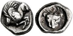 GRIECHISCHE MÜNZEN LYCIA. Lykische Dynasten. Unbekannter Dynast (D) 1/10 Stater (1,07 g), unbekannte Münzstätte, ca. 5. Jhdt. v. Chr. Av.: Pegasos-Protome n.r. Rv.: Löwenskalp v.v. im runden Incusum. 