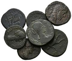 LOTS ANTIKE Varia und Lots. Lot Römer (7). Lot aus: 1x Sestertius von Marcus Aurelius, 1x Sestertius von Lucilla, 2x Sestertii sowie 2x Asses von Commodus und 1x As von Crispina. Um sch. und sch.-s.sc