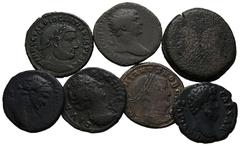ANTIKE LOTS VARIA UND LOTS. Lot Römer (7). Lot aus 7 römischen Bronzemünzen von der Republik (1x As) bis Galerius (1x Follis), darunter: 1x As sowie 1x Dupondius von Traianus und 1x As von Aelius (f.s