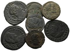 ANTIKE LOTS VARIA UND LOTS. Lot Römer (7). Lot aus 7 römischen Bronzemünzen von Constantinus I. (3x Folles) bis Iovianus (1x), darunter 1x Follis aus Thessalonica unter Licinius I. (s.sch.-vzgl.). Um 