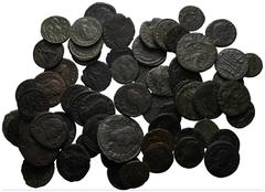 ANTIKE LOTS VARIA UND LOTS. Lot Römer (ca. 64). Lot aus ca. 64 römischen AE-Münzen. Meist AE-Münzen des Constantinus I. und Familie. Um sch.-s.sch. und f.s.sch., manche etwas besser. (D).