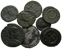ANTIKE LOTS VARIA UND LOTS. Lot Römer (8). Lot aus 8 römischen AE-Münzen: 2x Folles von Constantinus II., 1x AE-Münze von Vetranius, 1x AE-Münze von Constantius Gallus und 1x AE-Münze von Iovianus. Um