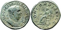 RÖMISCHE KAISERZEIT Balbinus (238) Sestertius (19,76 g), Roma, Februar-Mai 238 n. Chr. Av.: IMP CAES D CAEL BALBINVS AVG, Büste mit Lorbeerkranz, Drapierung und Kürass n.r. Rv.: CONCORDIA AVGG / S C (
