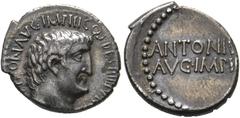 RÖMISCHE REPUBLIK IMPERATORISCHE ZEIT. M. Antonius. Denarius (3,66 g), Heeresmünzstätte in oder bei Athen, Sommer 32 v. Chr. Av.: ANTON AVG IMP III COS DES III IIIV R P C, Kopf des Marcus Antonius n.r