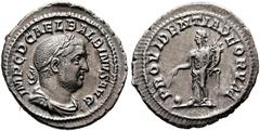 RÖMISCHE KAISERZEIT Balbinus (238). Denarius (2,63 g), Roma, Jänner/Februar-Mai 238 n. Chr. Av.: IMP C D CAEL BALBINVS AVG, Büste mit Lorbeerkranz, Drapierung und Kürass n.r. Rv.: P-ROVIDENTIA DEORVM,