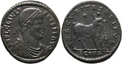 Ancient Coins RÖMISCHE KAISERZEIT Iulianus II. (360/361-363) AE-1/Doppelmaiorina (7,94 g), Arelate (Arles), 2. Offizin, 361-363 n. Chr. Büste mit Perlendiadem, Drapierung und Kürass / Sog. Apis-Stier,