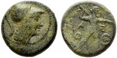 GRIECHISCHE MÜNZEN ATTIKA Athen (D) Bronze (7,72g), ca. 166-86 v.Chr. Athena / Zeus, Beizeichen Stern zwischen zwei Mondsicheln. SNG Cop 307, SNG München 258-261. sch.