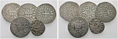 EUROPA UND ÜBERSEE FRANKREICH Karolinger (D) Philipp IV. der Schöne 1285-1314 Lot 5 Stk.: Gros Tournois, o.J. (1285-1290). Alle verschiedene Varianten dazu Kreuzfahrerstaaten Denar o.J., Athen. Dupl.: