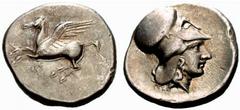 Griechenland KORINTHIA - Korinthos Korinthos Stater (8,53 g), 4 Jhdt. Av.: Pegasus fliegt links. Rv.: behelmer Kopf rechts. Ravel:458?. s.sch. Estimate: EUR 150