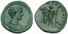 Hadrianus - Commodus RÖMISCHE KAISERZEIT Commodus 180-192 als Caesar 166-180. Sesterz (25,42 g), Rom 175/6. Av.: L AVREL COMMODO CAES AVG FIL GERM SARM, drapierte und gepanzerte Büste rechts. Rv.: IOV