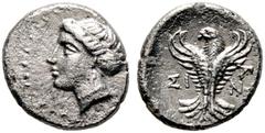 Ancient Coins PAPHLAGONIA - Sinope Hemidrachme (2,94g), ca. 330-250 v. Chr. Kopf der Nymphe Sinope mit Sakkos / Adler, im r. Feld Monogramm. SNG BM 1496-1497, HGC 394 (R1). Etwas raue Oberflächen. s.s