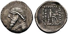 GRIECHISCHE MÜNZEN PARTHIA. Königreich der Arsakiden. Mithradates II. (123-88). Drachme (4,04g). Nisa? Büste des Königs mit Diadem und Drapierung / Arsakes mit Bogen auf Thron. Sellwood 27.3, Shore -.