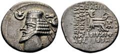GRIECHISCHE MÜNZEN PARTHIA. Königreich der Arsakiden. Phraates IV. (38-2). Drachme (3,59g), Ekbatana. Büste des Königs mit Diadem und Drapierung, davor Stern über Mondsichel, dahinter Adler mit Kranz 