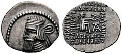 GRIECHISCHE MÜNZEN PARTHIA. Königreich der Arsakiden. Artabanos II. (10-38). Drachme (3,66g), Ekbatana. Büste des Königs mit Diadem / Arsakes mit Bogen auf Thron, im r. Feld Monogramm. Sellwood 63.6, 
