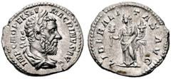 RÖMISCHE KAISERZEIT Macrinus (217-218). Denarius (3,30g), Roma, 3. Emission, März-Mai 218 n. Chr. Av.: IMP C M OPEL SEV - MACRINVS AVG, Büste mit Lorbeerkranz und Drapierung n.r. Rv.: LIBERALI-TAS AVG