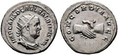 RÖMISCHE KAISERZEIT Balbinus (238). AR-Antoninianus (4,93g), Roma, Januar/Februar-Mai 238 n. Chr. Av.: IMP CAES D CAEL BALBINVS AVG, Büste mit Strahlenkrone, Drapierung und Kürass n.r. Rv.: CONCORDIA 